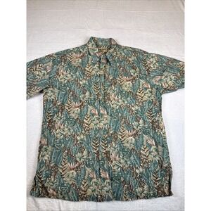 Cooke Street Mens Hawaiian Floral Reverse Print Pocket Shirt Short Sleeve Sz L